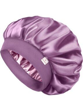 〽️Women Purple Silk Bonnet Sleeping Double Layer Satin Natural Curly Hair Cap